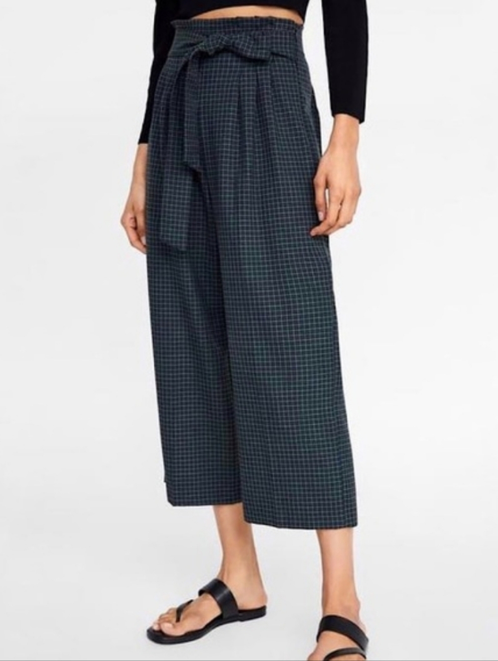 ❌ Zara Plaid Tie Waist Culottes Size L